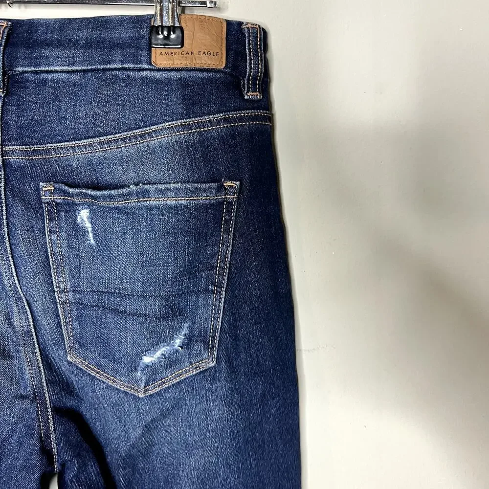 American Eagle Jeans Size 2‎ Short Curvy Hi Rise Jegging Distressed